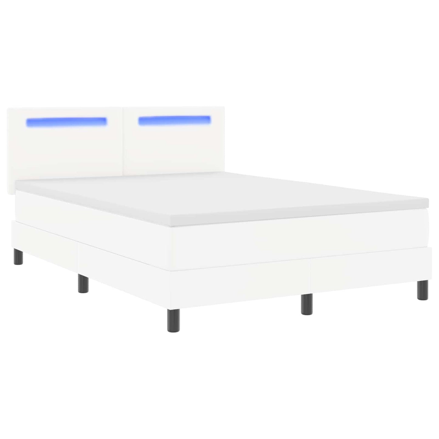 Letto a molle con materasso Bianco 160 x 200 cm Pelle sintetica