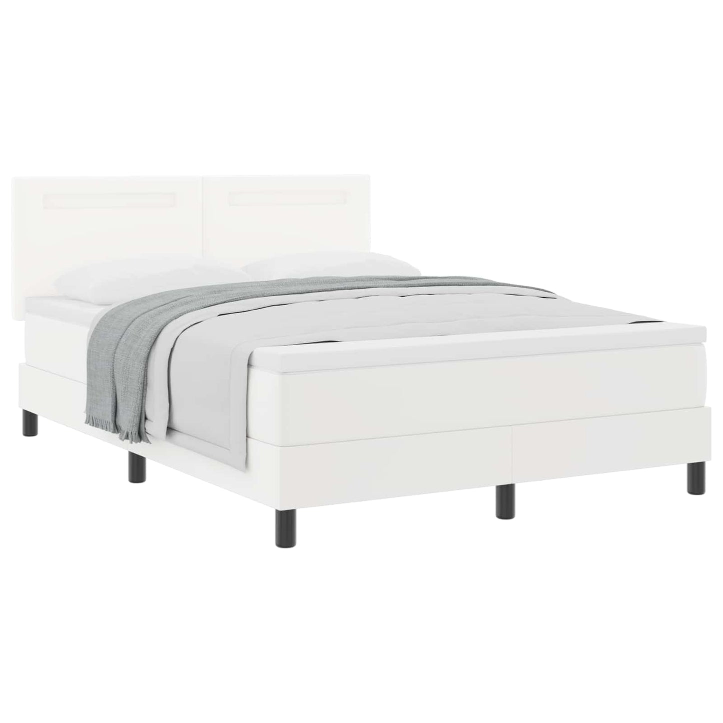 Letto a molle con materasso Bianco 160 x 200 cm Pelle sintetica