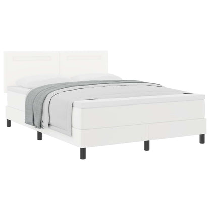 Letto a molle con materasso Bianco 160 x 200 cm Pelle sintetica