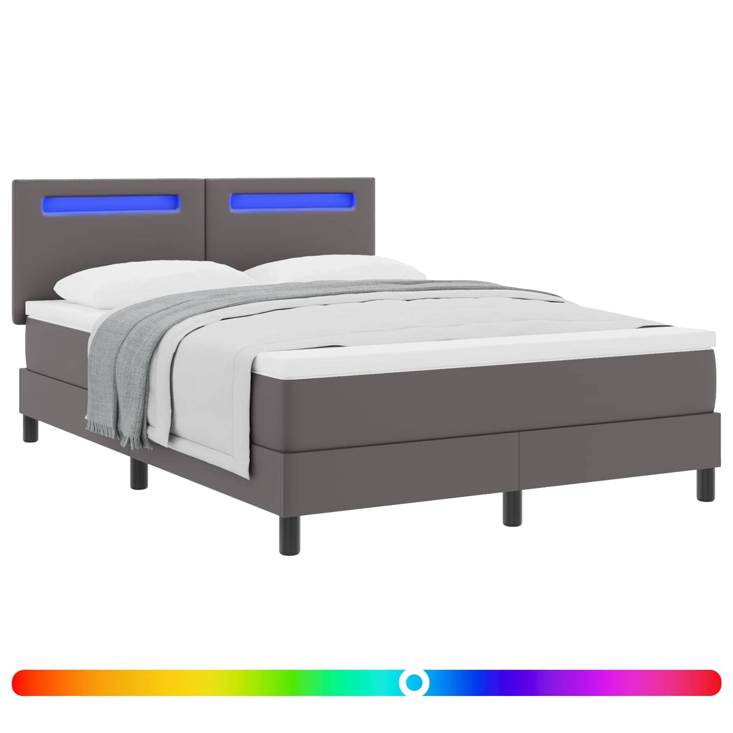 Letto a molle con materasso Grigio 160 x 200 cm Pelle sintetica