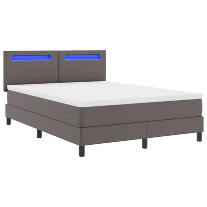 Letto a molle con materasso Grigio 160 x 200 cm Pelle sintetica