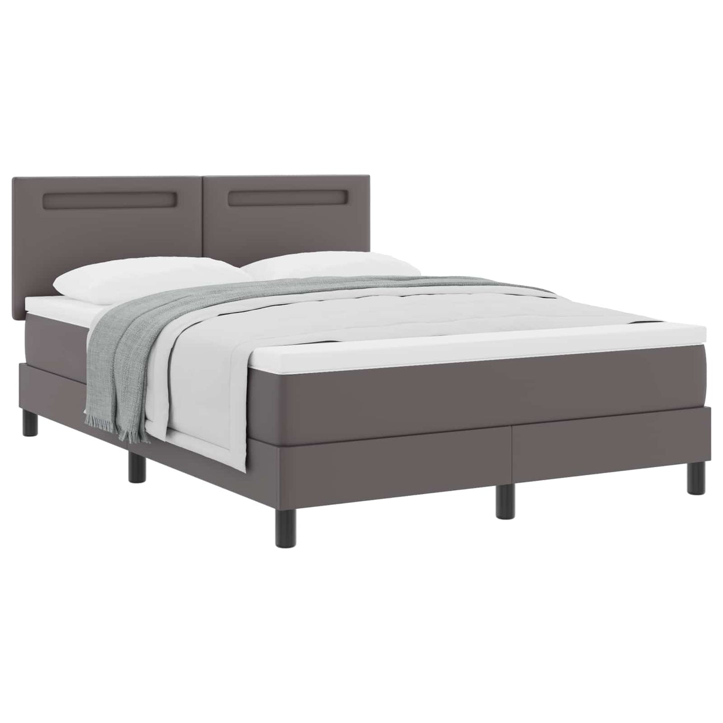 Letto a molle con materasso Grigio 160 x 200 cm Pelle sintetica