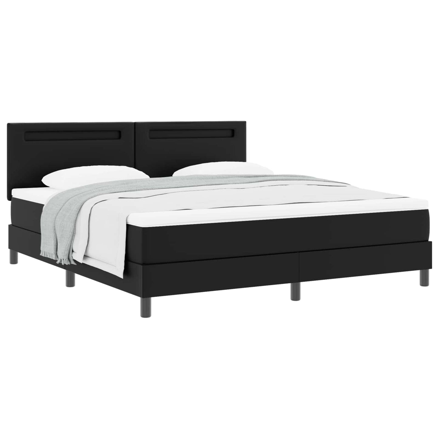 Letto a molle con materasso Nero 180 x 200 cm Pelle sintetica
