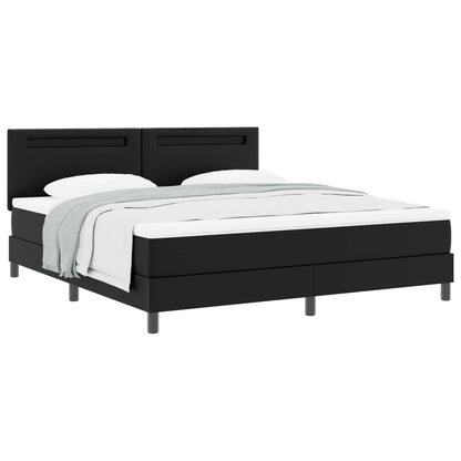Letto a molle con materasso Nero 180 x 200 cm Pelle sintetica