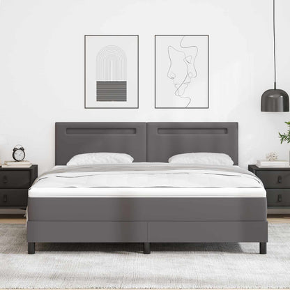Letto a molle con materasso Grigio 180 x 200 cm Pelle sintetica