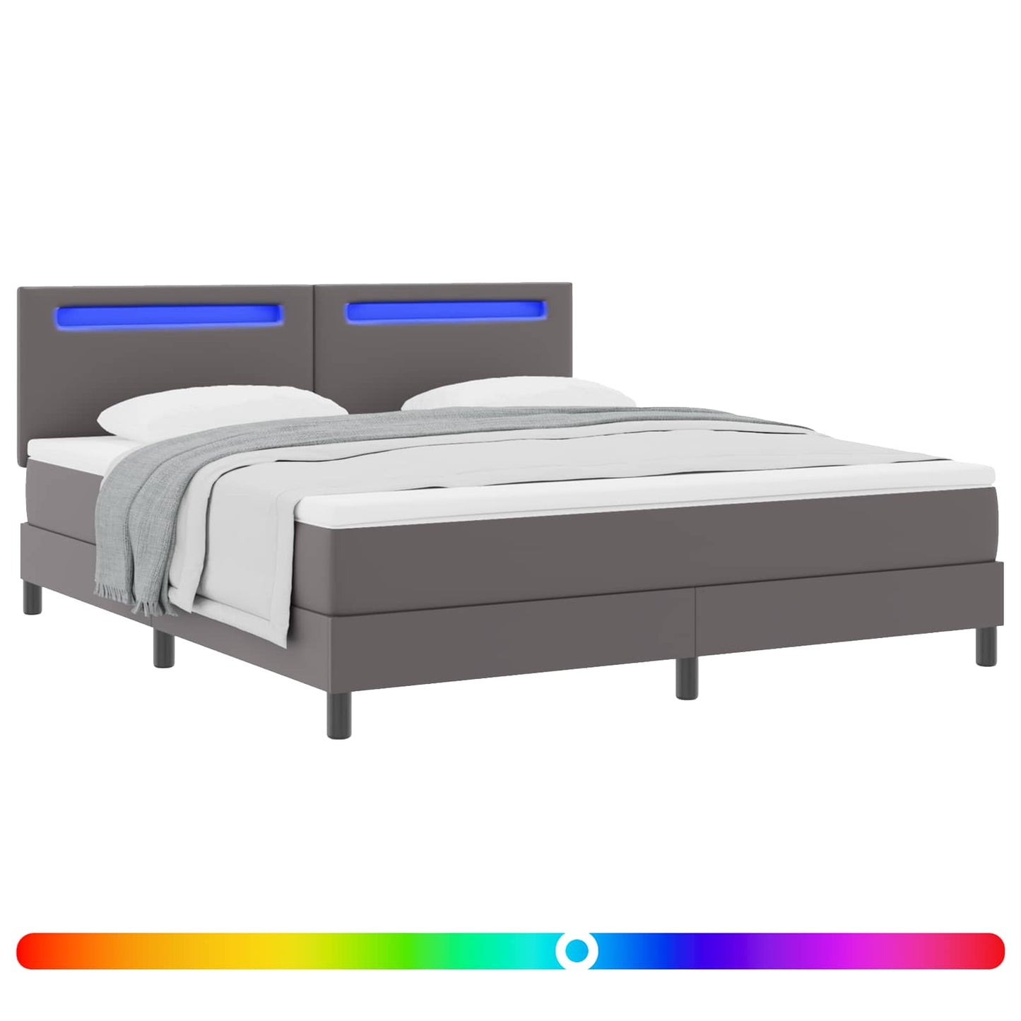 Letto a molle con materasso Grigio 180 x 200 cm Pelle sintetica