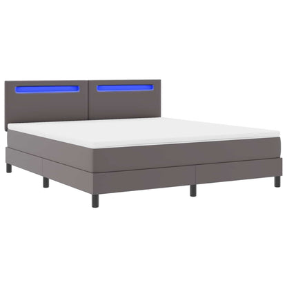Letto a molle con materasso Grigio 180 x 200 cm Pelle sintetica