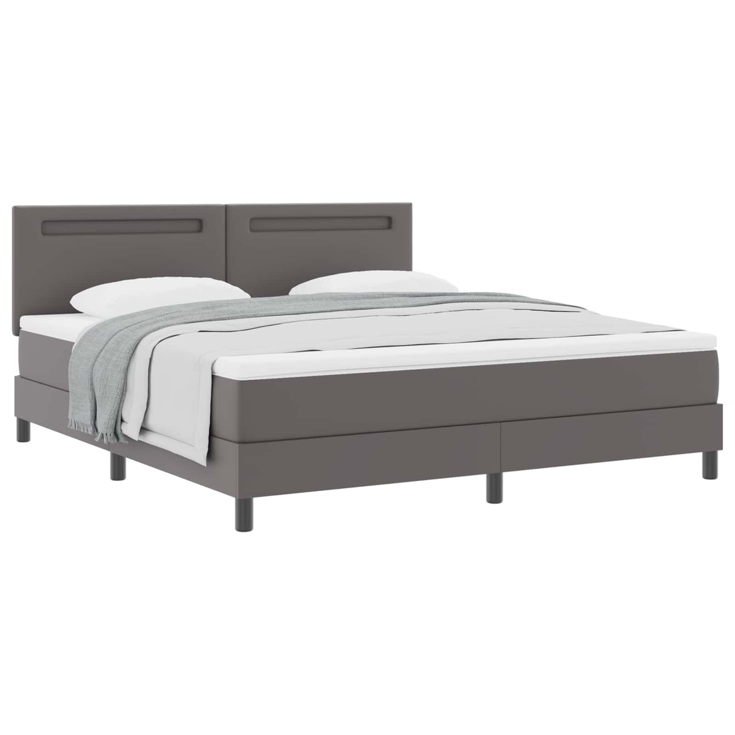 Letto a molle con materasso Grigio 180 x 200 cm Pelle sintetica