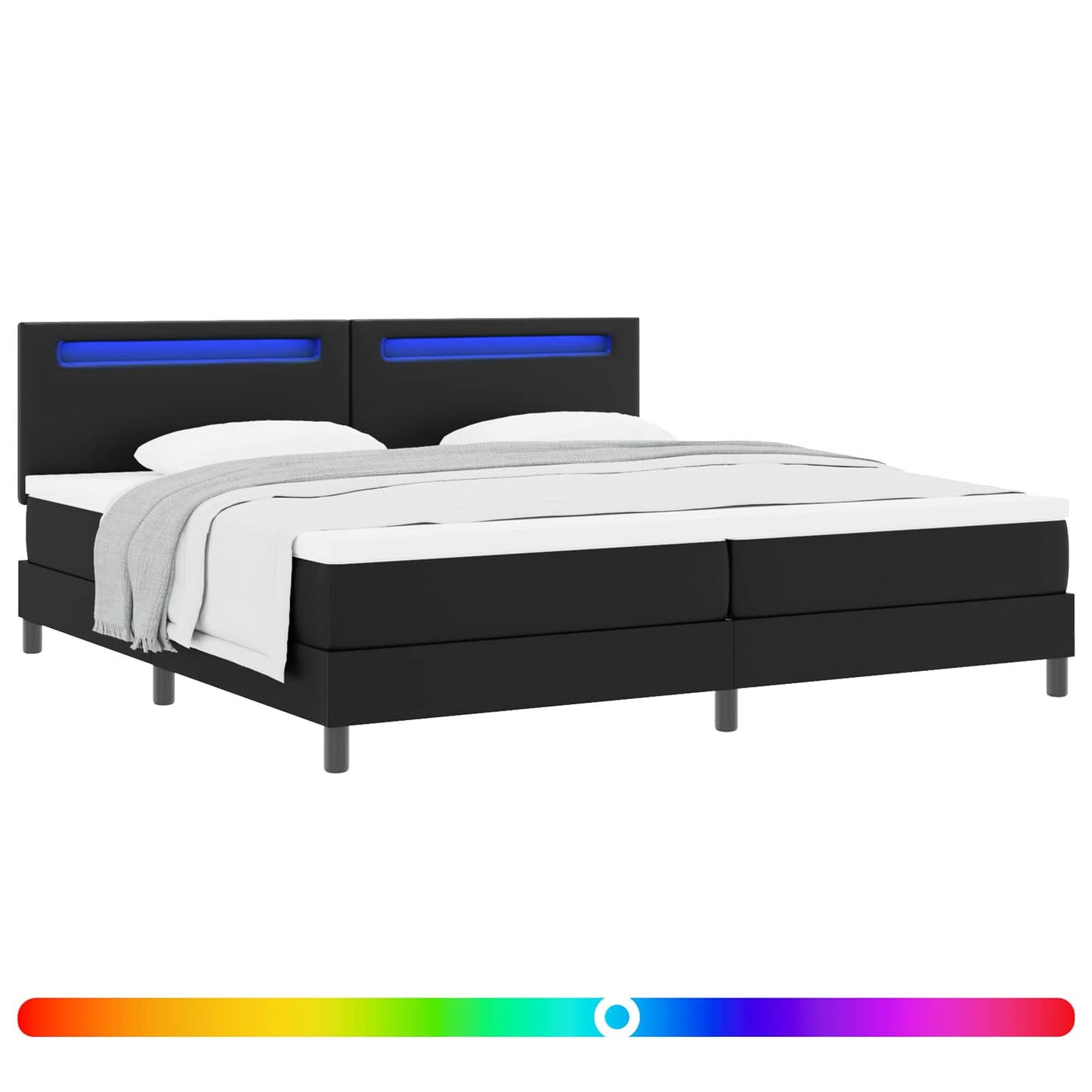 Letto a molle con materasso Nero 200 x 200 cm Pelle sintetica