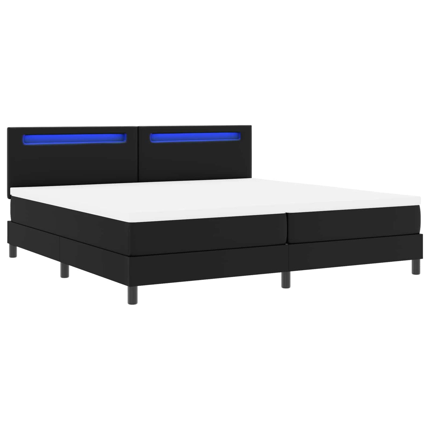 Letto a molle con materasso Nero 200 x 200 cm Pelle sintetica