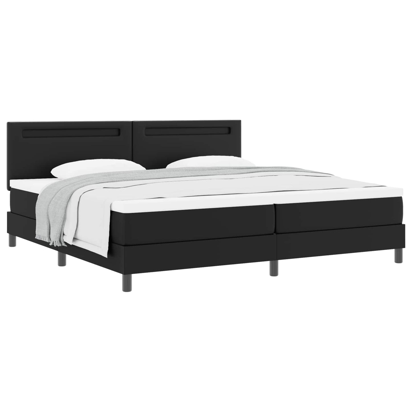 Letto a molle con materasso Nero 200 x 200 cm Pelle sintetica