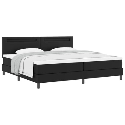 Letto a molle con materasso Nero 200 x 200 cm Pelle sintetica