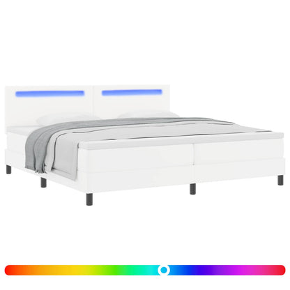 Letto a molle con materasso Bianco 200 x 200 cm Pelle sintetica