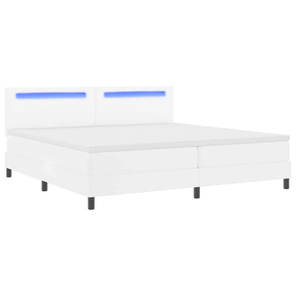 Letto a molle con materasso Bianco 200 x 200 cm Pelle sintetica