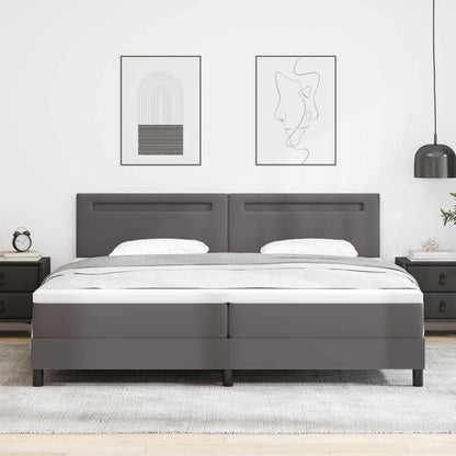 Letto a molle con materasso Grigio 200 x 200 cm Pelle sintetica