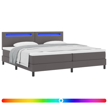 Letto a molle con materasso Grigio 200 x 200 cm Pelle sintetica