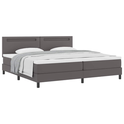Letto a molle con materasso Grigio 200 x 200 cm Pelle sintetica