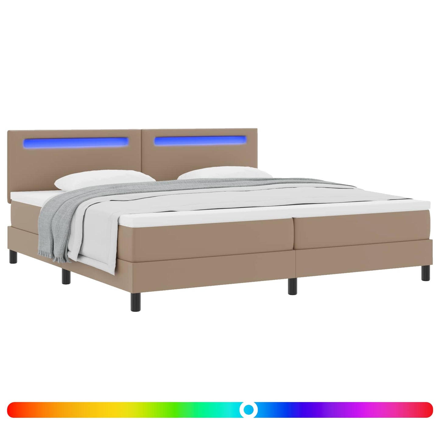 Letto a molle con led Cappuccino 200 x 200 cm Pelle sintetica