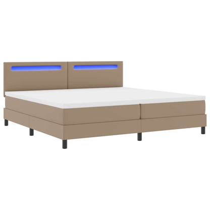 Letto a molle con led Cappuccino 200 x 200 cm Pelle sintetica