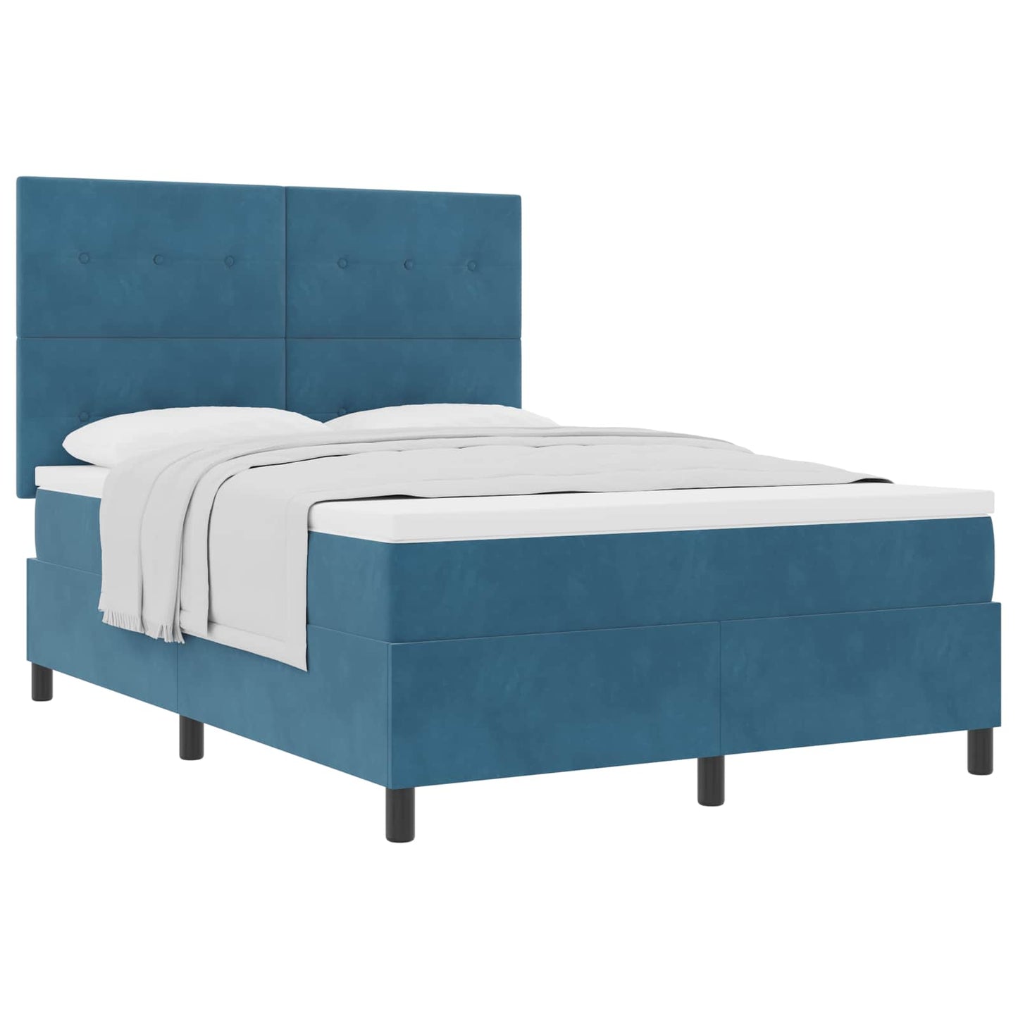 Letto a molle con materasso Blu Scuro 140 x 190 cm Tessuto