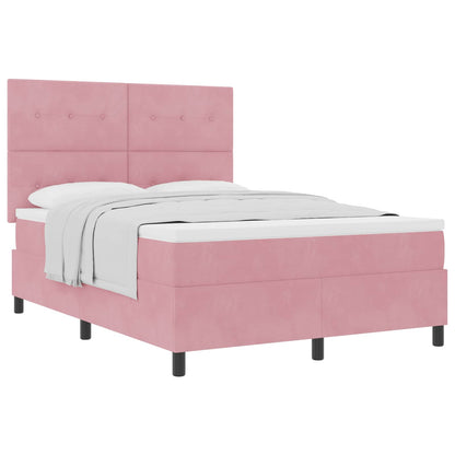 Letto a molle con materasso Rosa 140 x 190 cm Tessuto