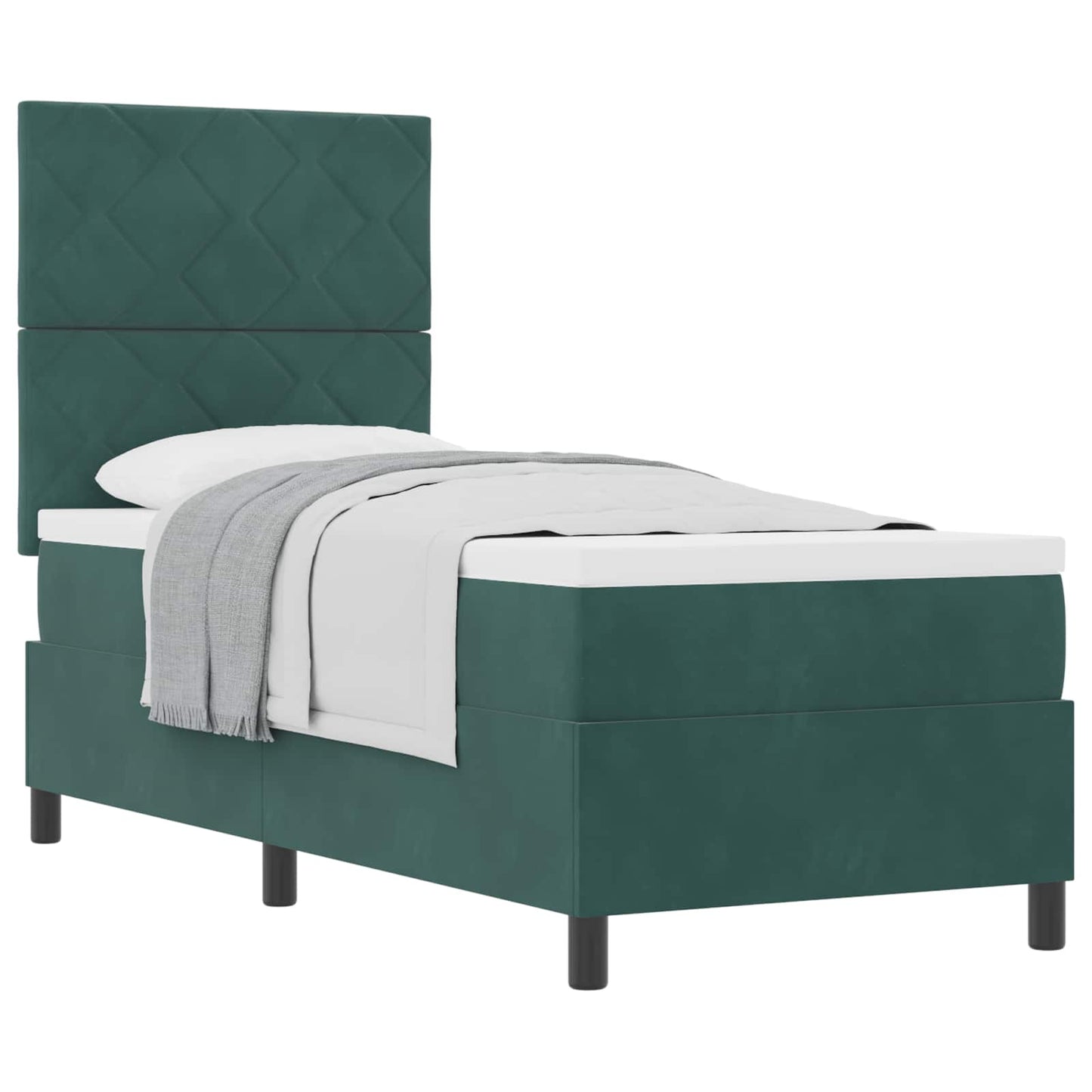 Letto a molle con materasso Verde Scuro 80 x 200 cm Tessuto