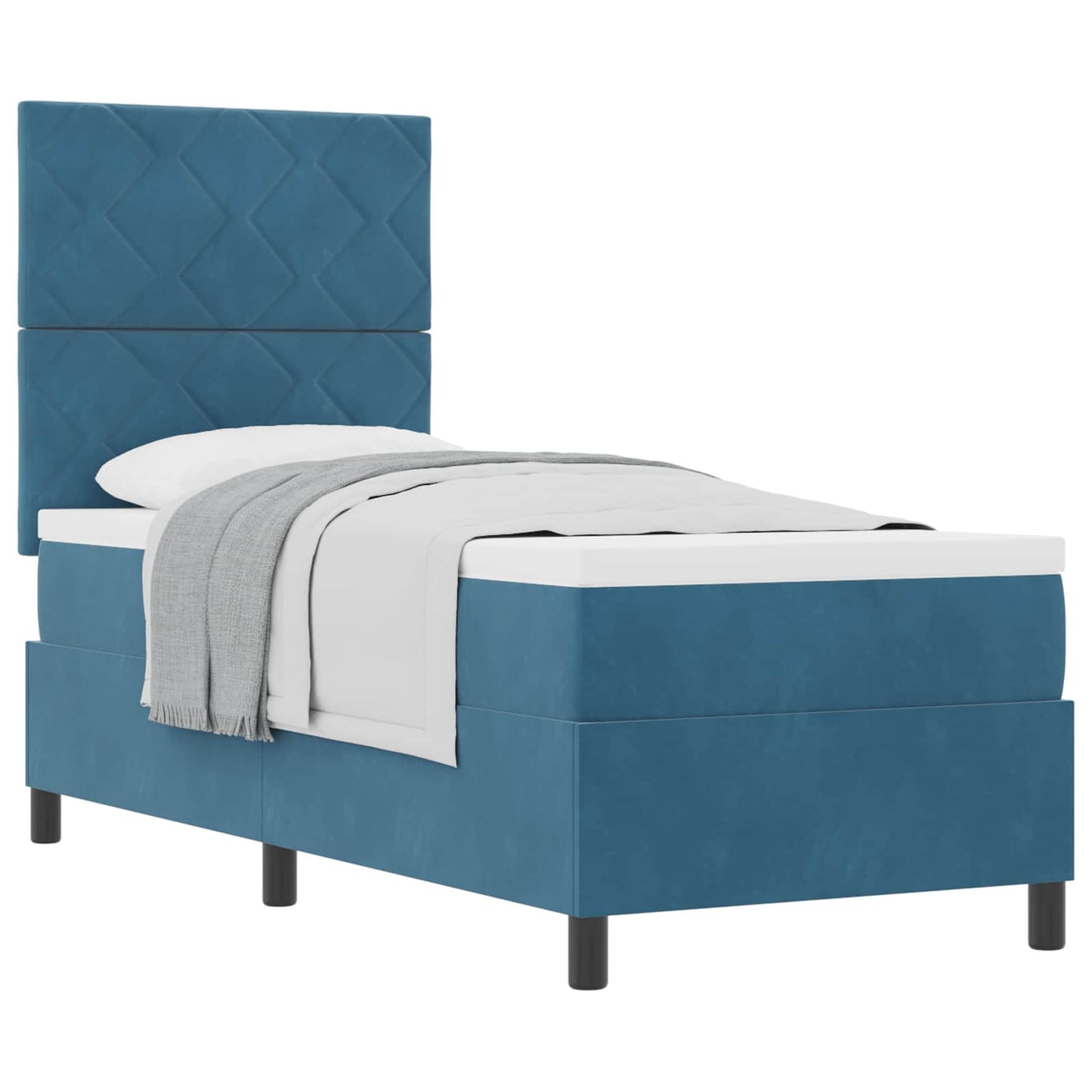 Letto a molle con materasso Blu Scuro 80 x 200 cm Tessuto