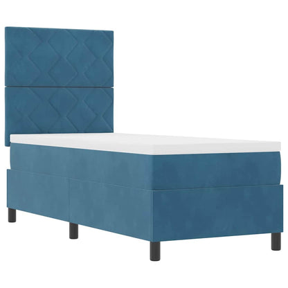 Letto a molle con materasso Blu Scuro 80 x 200 cm Tessuto
