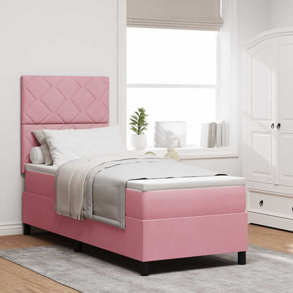 Letto a molle con materasso Rosa 80 x 200 cm Tessuto