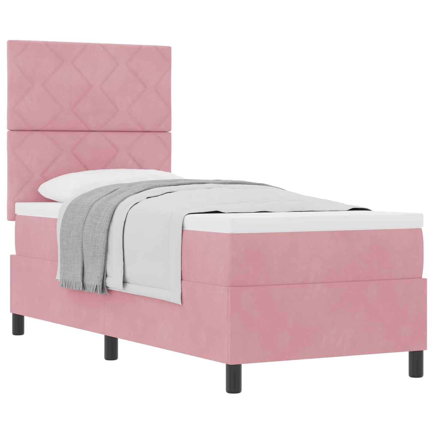 Letto a molle con materasso Rosa 80 x 200 cm Tessuto