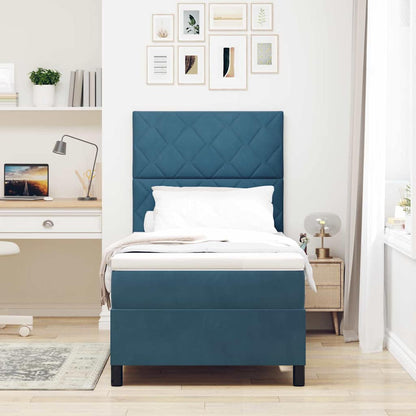 Letto a molle con materasso Blu Scuro 90 x 190 cm Tessuto