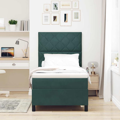 Letto a molle con materasso Verde Scuro 90 x 200 cm Tessuto