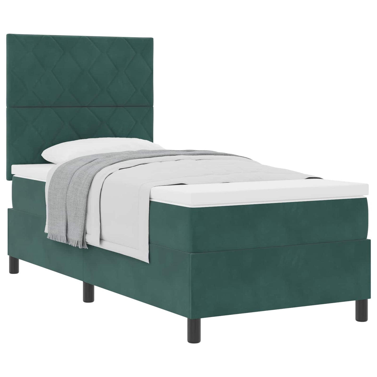 Letto a molle con materasso Verde Scuro 90 x 200 cm Tessuto