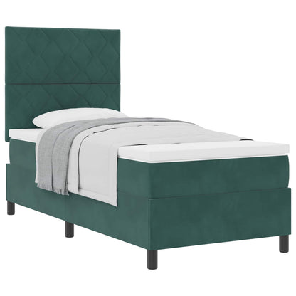 Letto a molle con materasso Verde Scuro 90 x 200 cm Tessuto