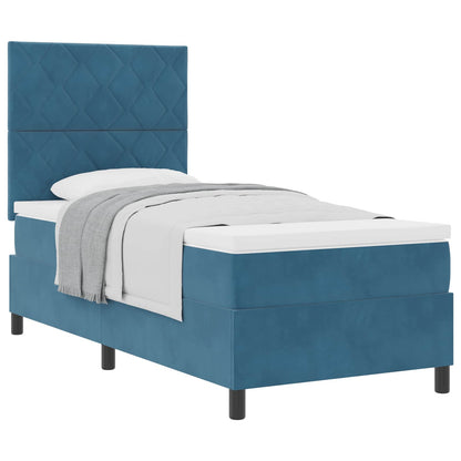 Letto a molle con materasso Blu Scuro 90 x 200 cm Tessuto