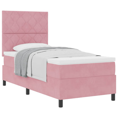 Letto a molle con materasso Rosa 90 x 200 cm Tessuto