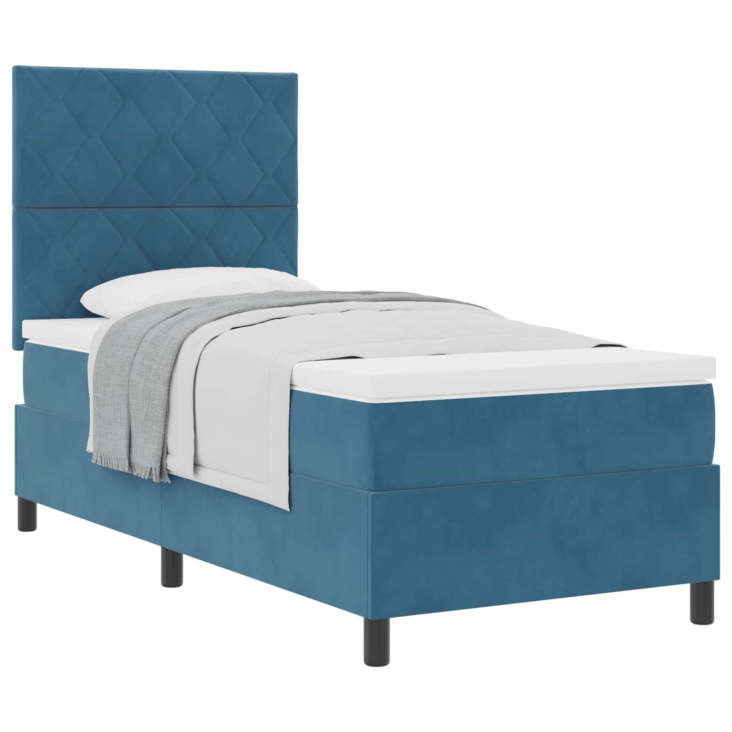 Letto a molle con materasso Blu Scuro 100 x 200 cm Tessuto