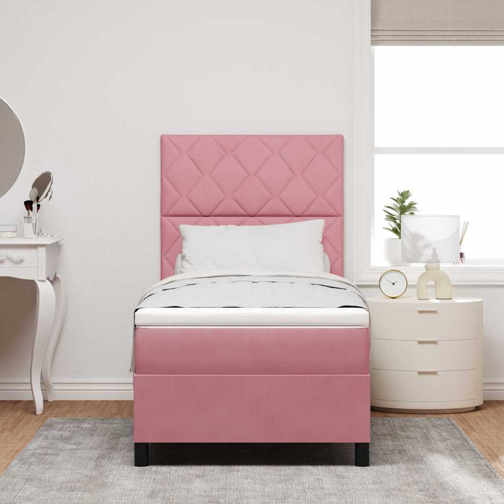 Letto a molle con materasso Rosa 100 x 200 cm Tessuto