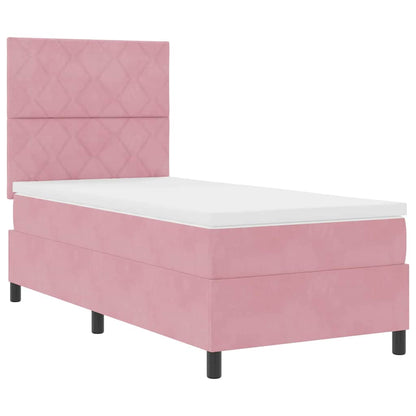 Letto a molle con materasso Rosa 100 x 200 cm Tessuto