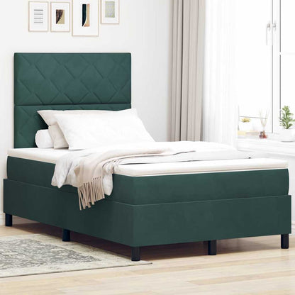 Letto a molle con materasso Verde Scuro 120 x 190 cm Tessuto
