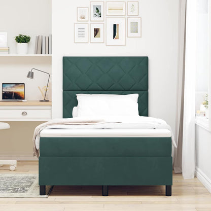 Letto a molle con materasso Verde Scuro 120 x 190 cm Tessuto