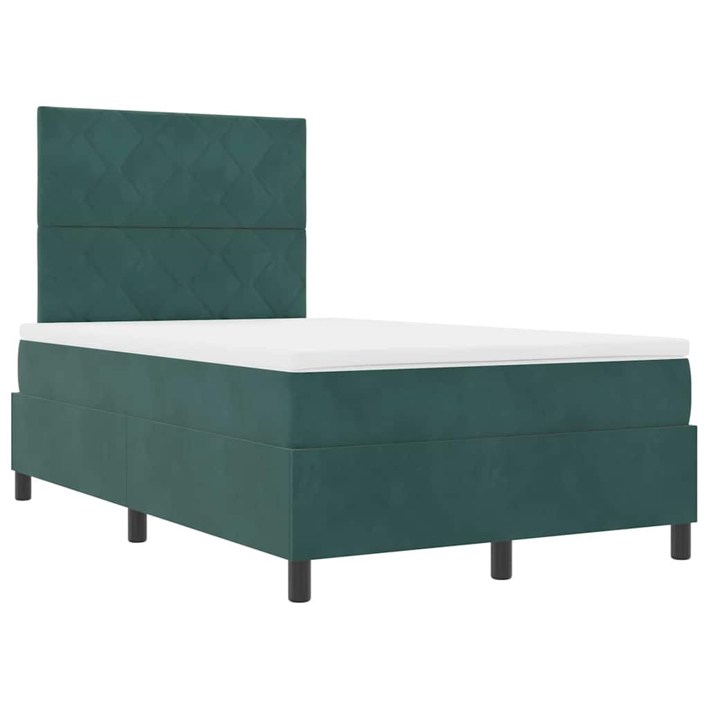 Letto a molle con materasso Verde Scuro 120 x 190 cm Tessuto
