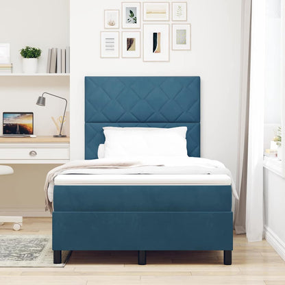 Letto a molle con materasso Blu Scuro 120 x 190 cm Tessuto
