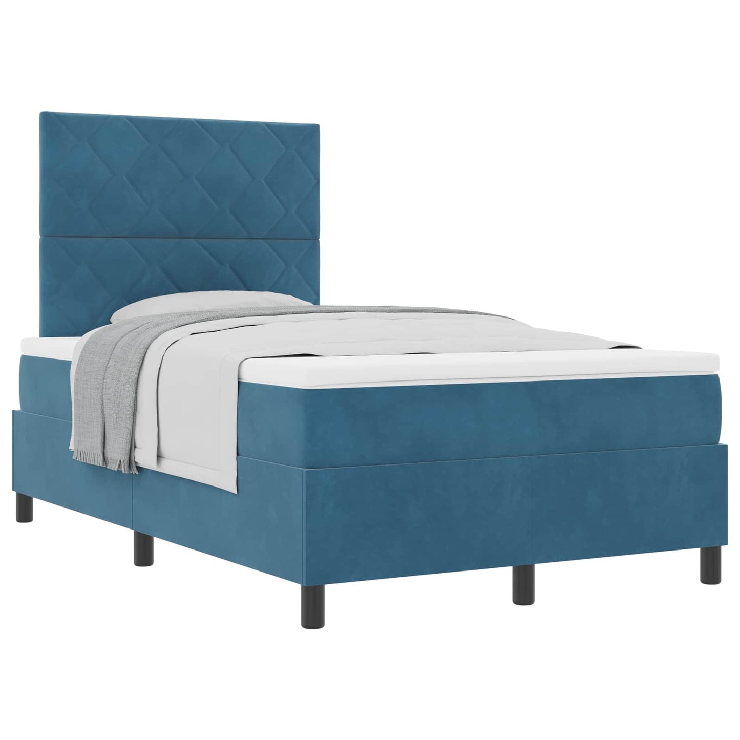 Letto a molle con materasso Blu Scuro 120 x 190 cm Tessuto