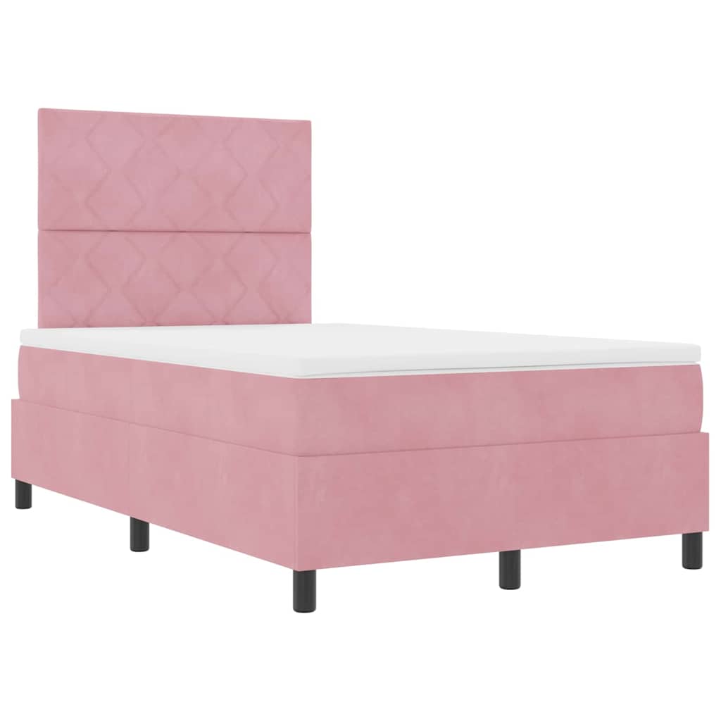 Letto a molle con materasso Rosa 120 x 190 cm Tessuto