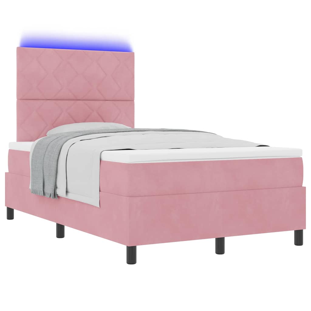 Letto a molle con materasso Rosa 120 x 190 cm Tessuto