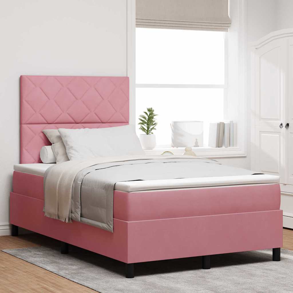 Letto a molle con materasso Rosa 120 x 200 cm Tessuto