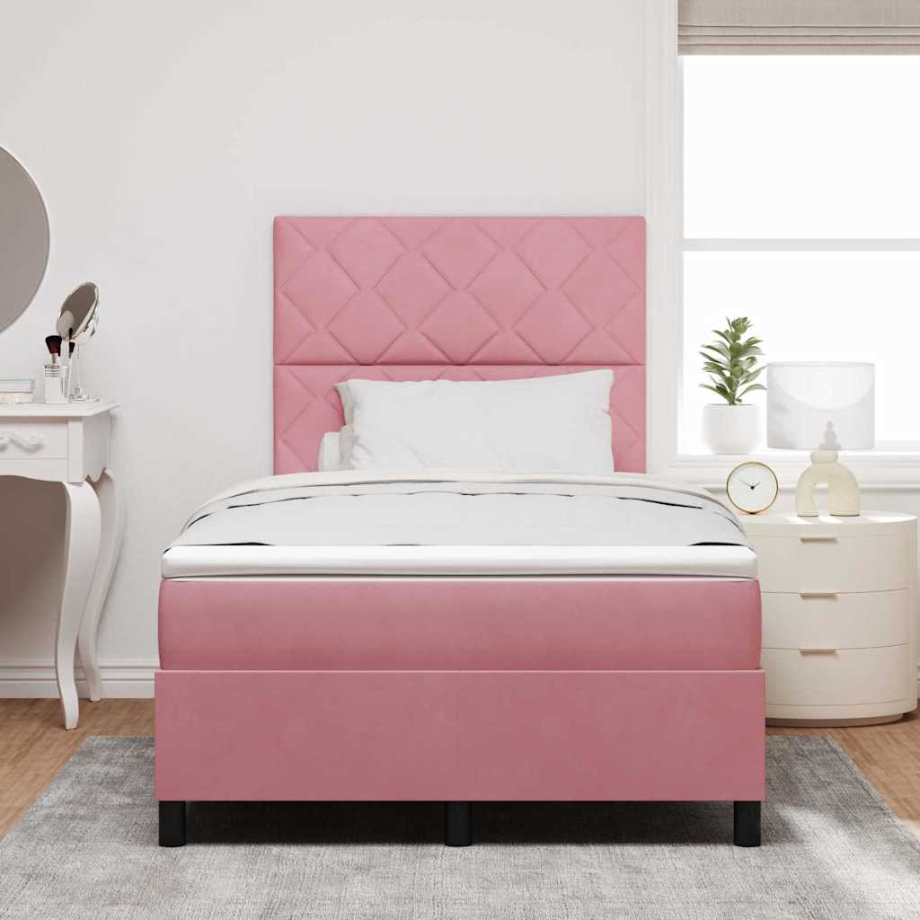 Letto a molle con materasso Rosa 120 x 200 cm Tessuto