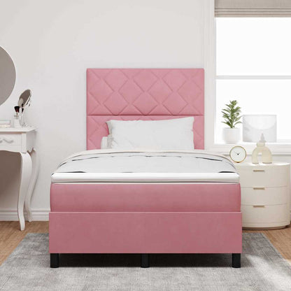 Letto a molle con materasso Rosa 120 x 200 cm Tessuto