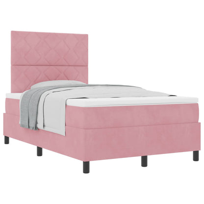 Letto a molle con materasso Rosa 120 x 200 cm Tessuto